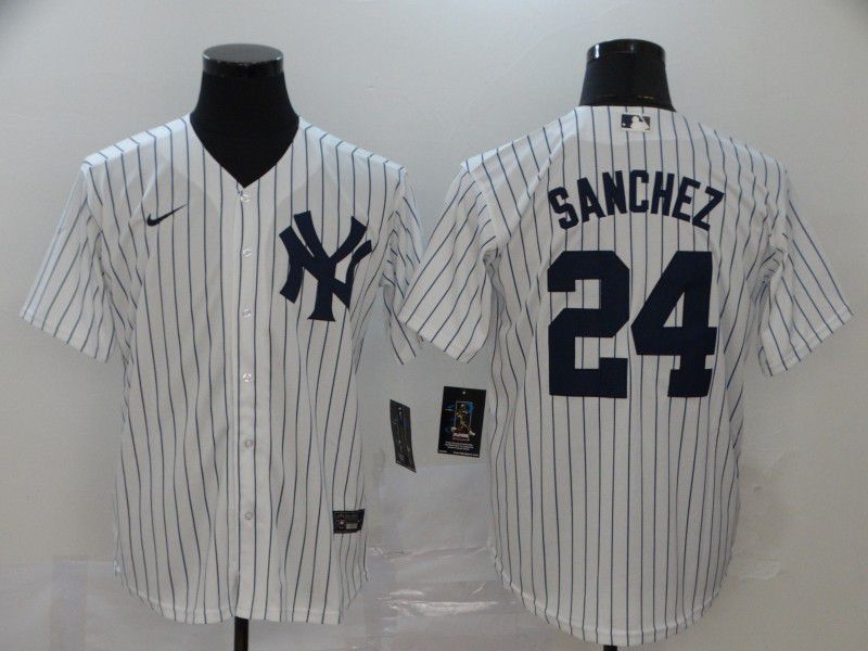 Men New York Yankees 24 Sanchez White Nike Game MLB Jerseys